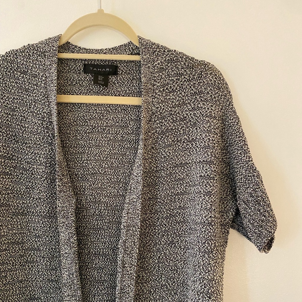 Tahari Monochrome Knit Cardigan Sweater